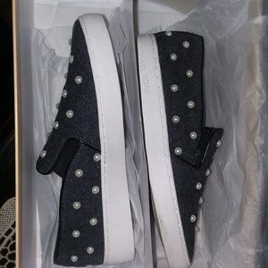 Michael Kors Keaton gray pearl slip on sneakers